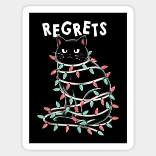 Black Cat Tangled Up on Christmas Lights by Tobe Fonseca Sticker